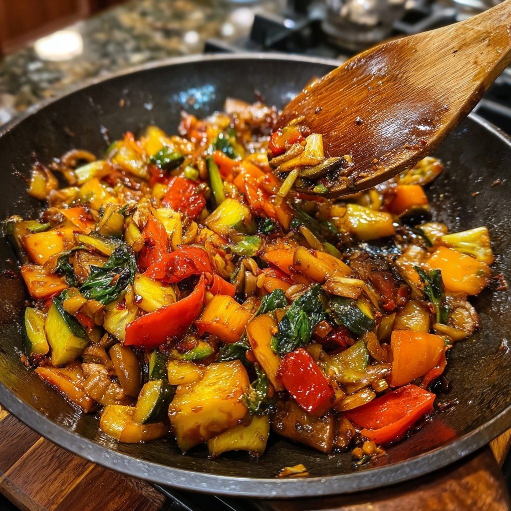Gemüsepfanne mit Sojasauce