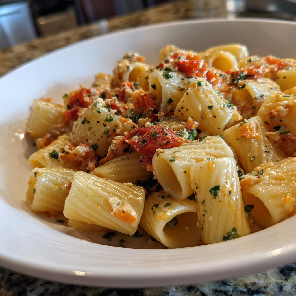 Rigatoni mit Tomaten und Ricotta