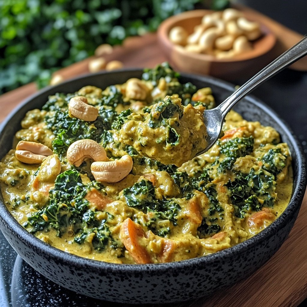 Veganes Grünkohlcurry mit Cashewkernen