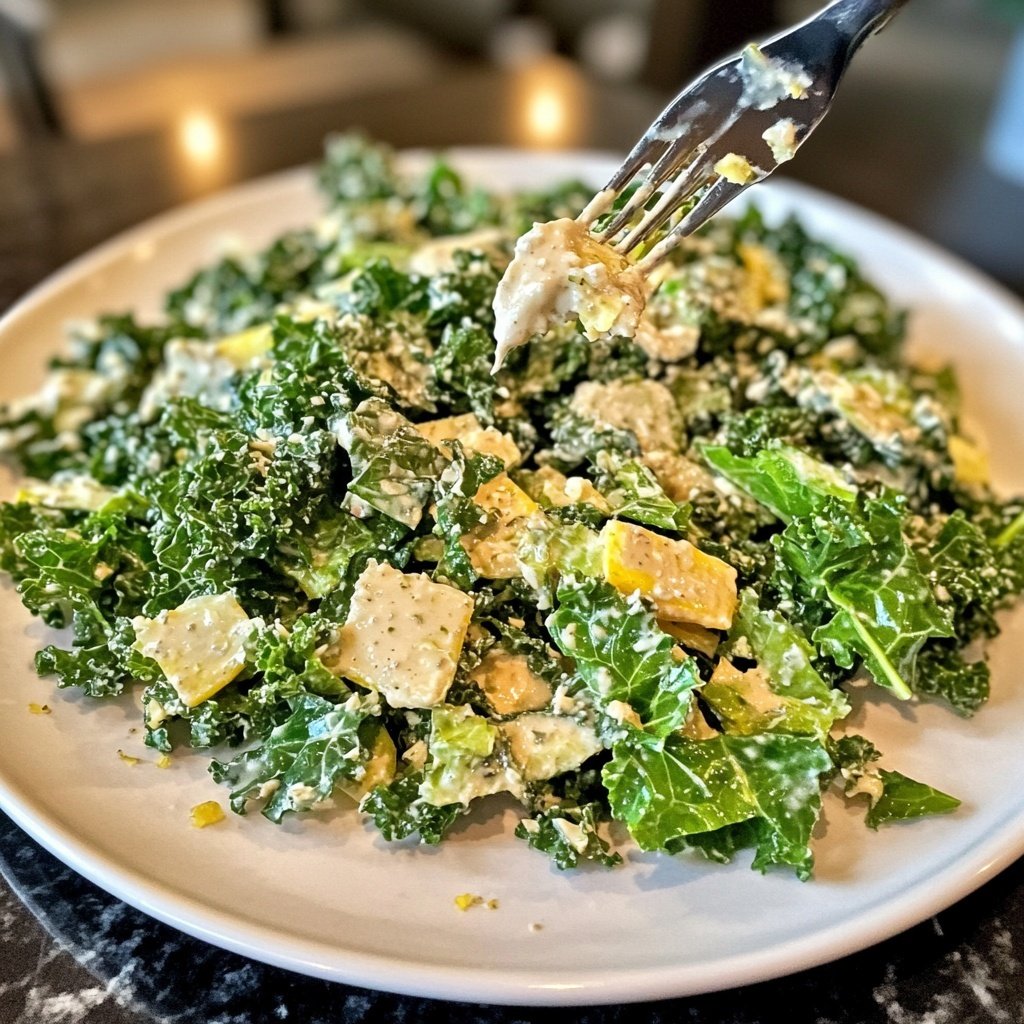 Chopped Kale Power Salad mit Zitronen-Tahini-Dressing