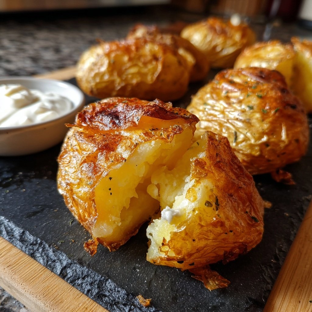 Abendessen mit Ofenkartoffeln und Dip